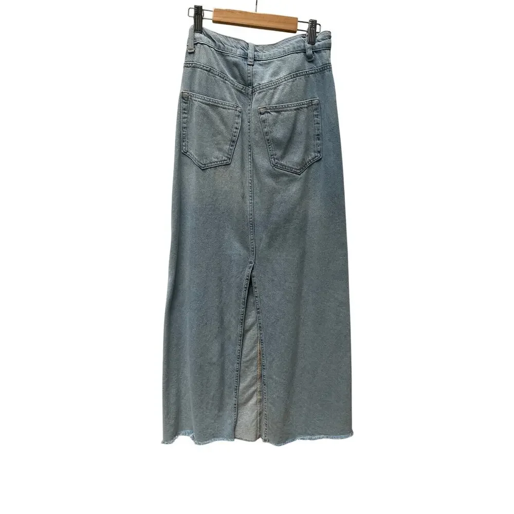 Reformation Kass Maxi Denim Skirt Size 23